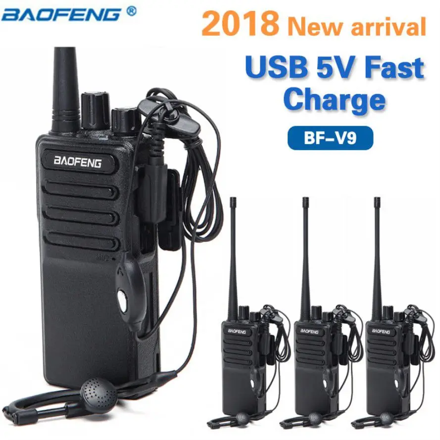 

4pcs Baofeng BF V9 USB 5V Fast Charge Walkie Talkie 5W UHF 400 470MHz Ham CB Portable Radios Radio Set Upgrade of BF 888S bf888s, Black