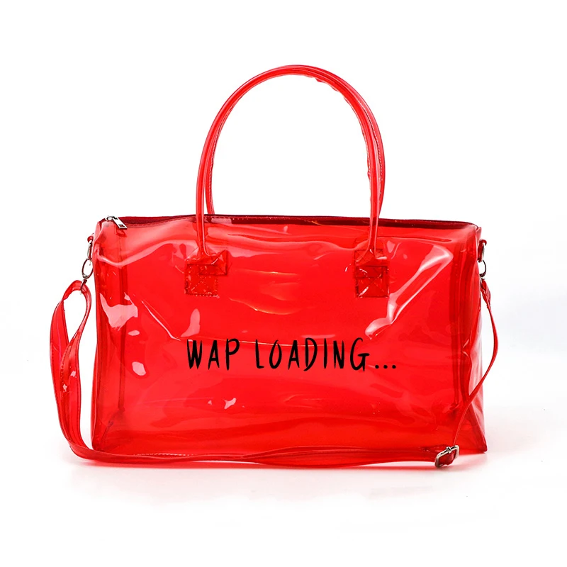 

wholesale clear overnight bag spend a night hand bags custom woman wap loading PVC colorful silicone jelly transparent handbag, Ping/ purple/ light blue /red