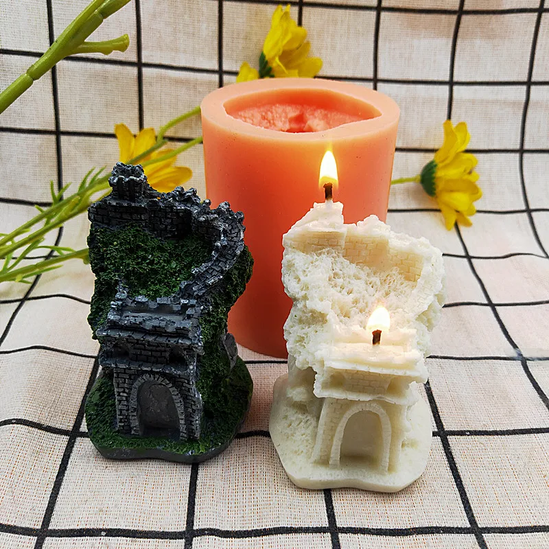 

B-3104 Chinese Great Wall Famous Landscape Architecture DIY Tools Molde de vela Candle Mold for Mini, Random