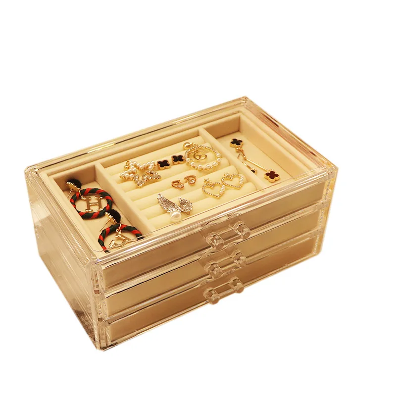 

wooden 3 drawer Jewelry fashion Box natural made for wholesale