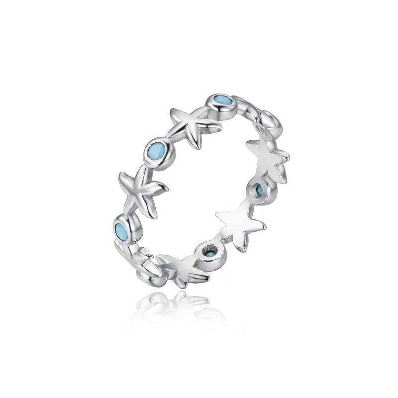 

KSR1C Fashion Jewelry Minimalist 16mm Silver Rings Women Dainty 925 Sterling Star Gemstone Rings, Picture shows
