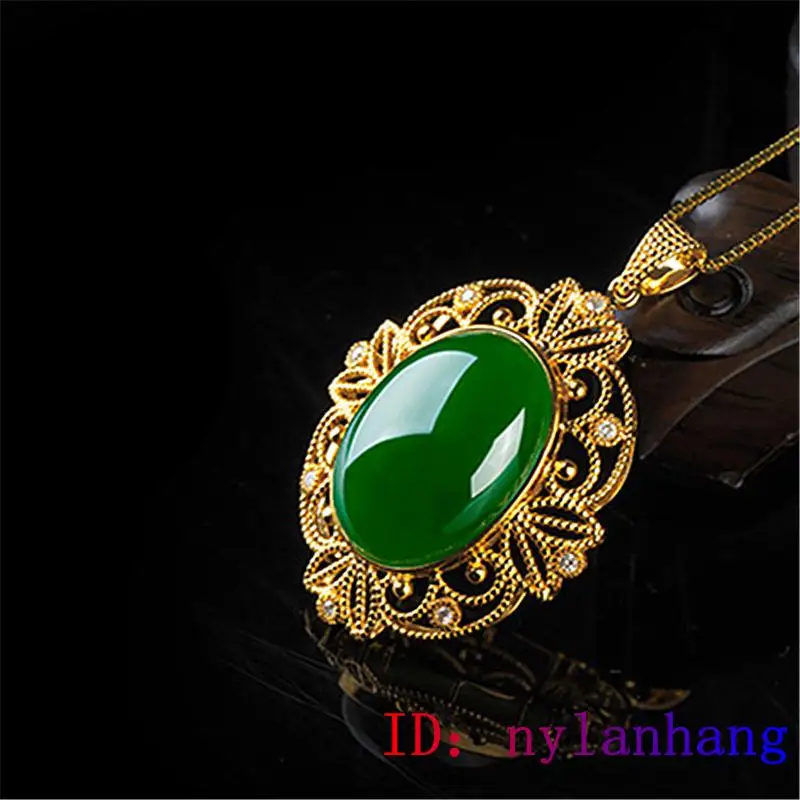 

Jade Water drop Pendant Necklace 925 Silver Chalcedony Charm Gemstone Gifts Chinese Amulet Fashion Women Jewelry Agate Natural