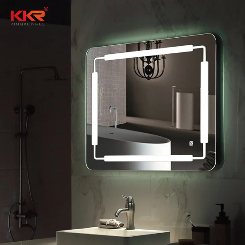 New Arrived Bathroom Wall Mounted Big Rectangle LED Vanity Mirror With Defogger and Touch Sensor Switch