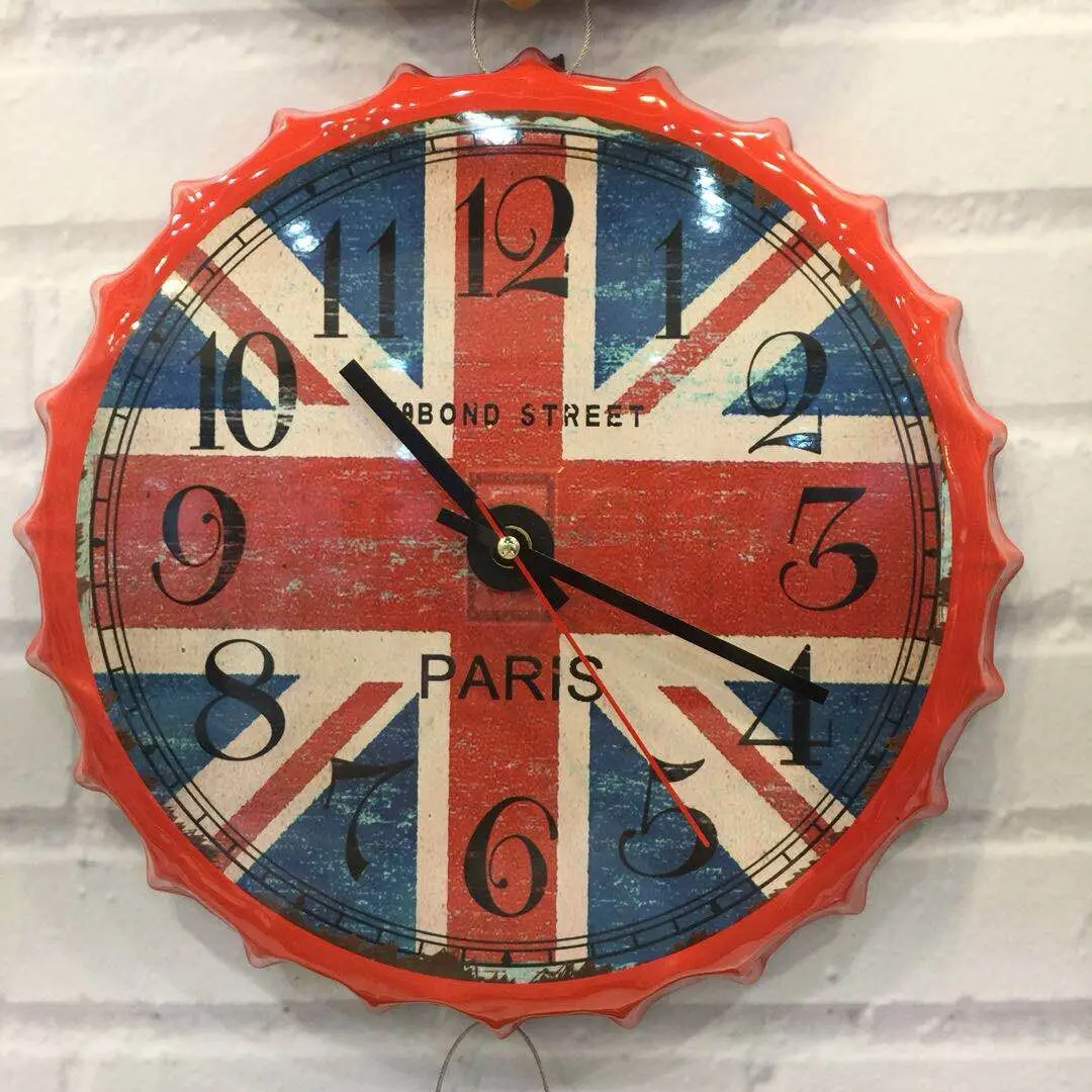 Customized Vintage Tin Clock Bottle Cap Sign Clock For Wholesale Buy