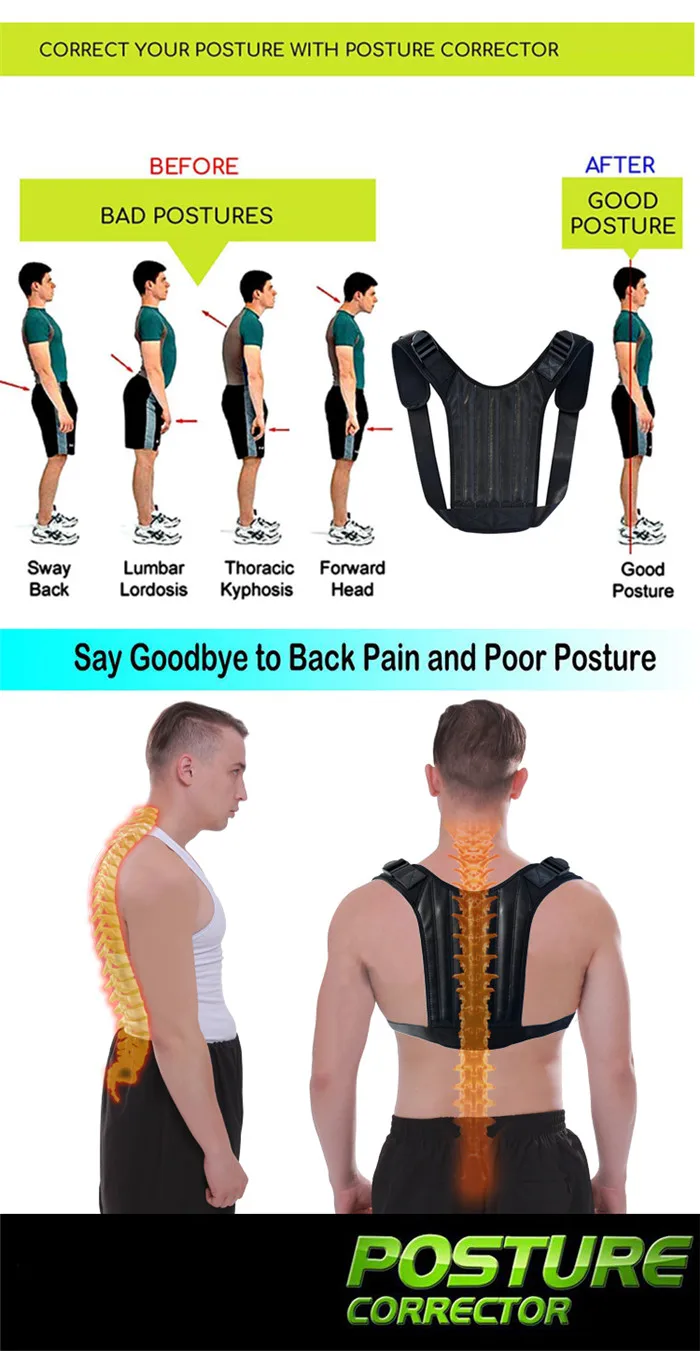 Adjustable Upper Back Correction Brace Shoulder Straightener for Posture Improvement