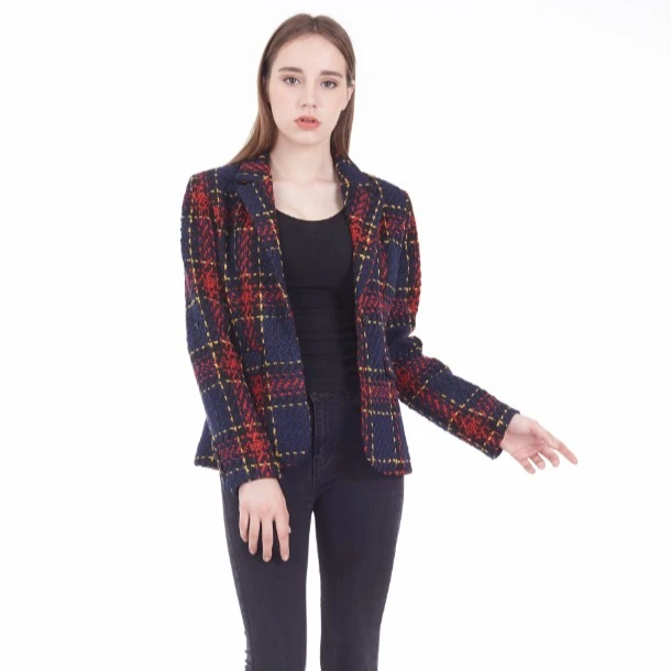 

2019 New Fashion Lady Tweed short one button suit blazer