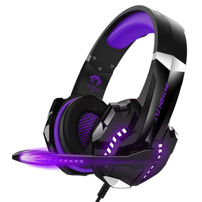 

Free Sample PYTHON FLY Wholesale Gaming Headphones PC Games Headset Stereo Acoustics Earphones With Mic LED Light