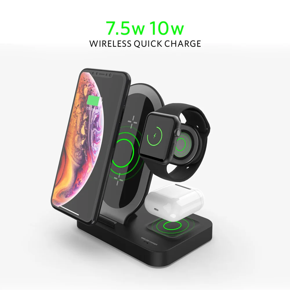 Amazon Bestseller 2020 3 In 1 Wireless Charger Charging Stations 4in1