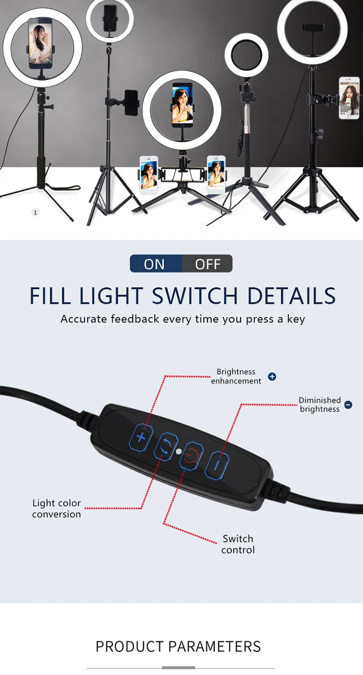 
Ring Light Spare parts flexibly Live Microphone Stand Phone StandTray Phone clip Ring Light With Tripod Stand Tik tok Youtube 