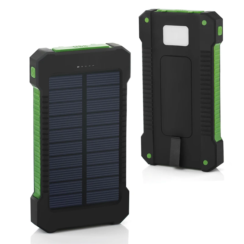 

Outdoor Waterproof Solar Power Bank With Led Light 2 USB Power Banks Portable