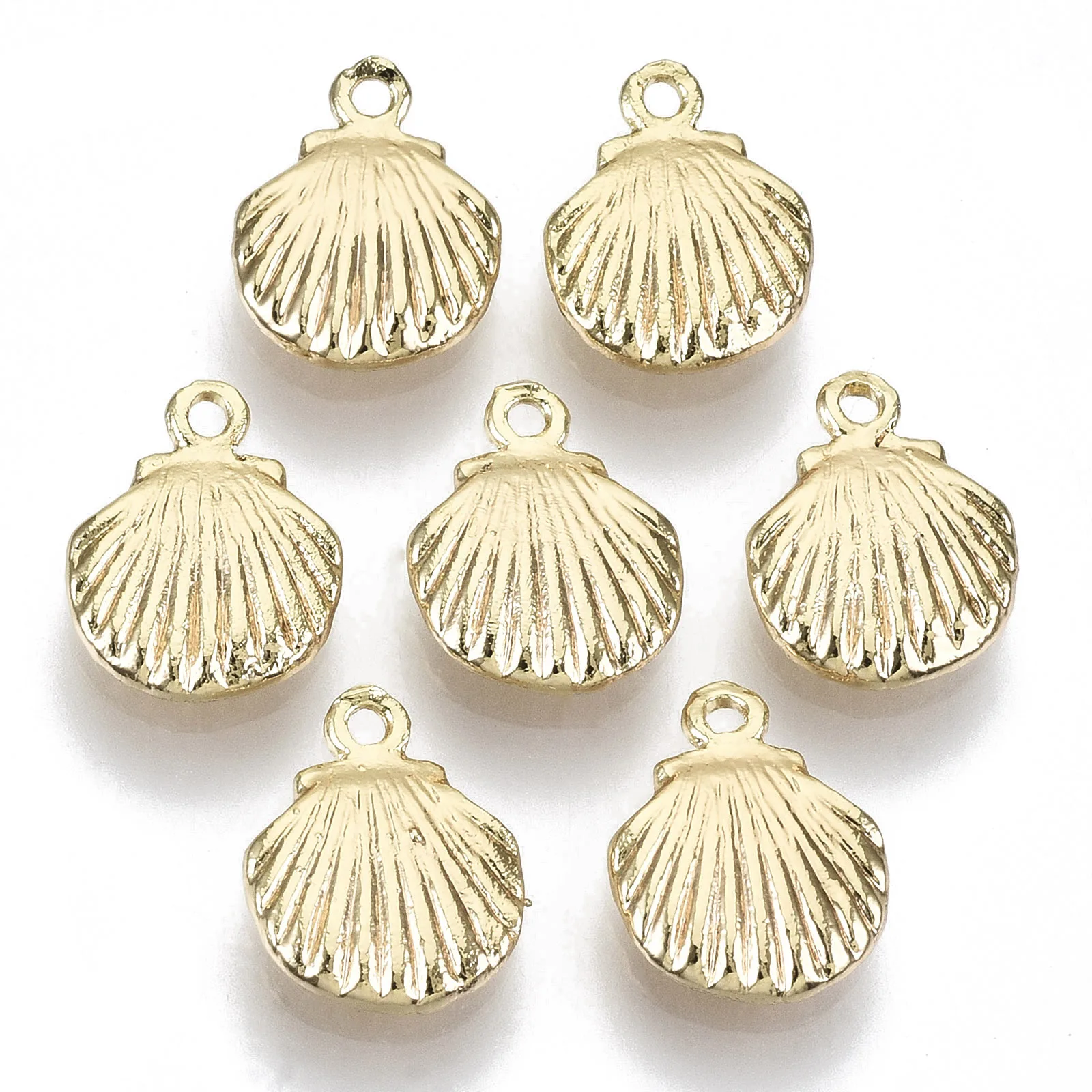 

Pandahall Nickel Free Shell Shape Real 18K Gold Plated Brass Charms