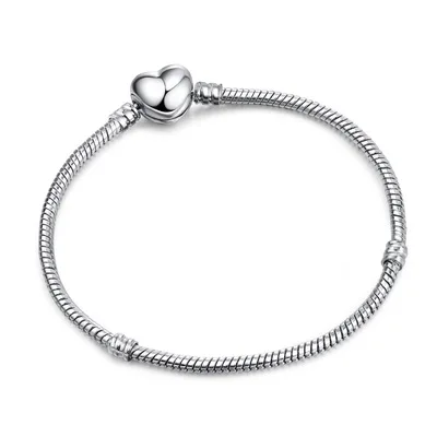 

BAMOER 5 Style Silver Color LOVE Snake Chain Charm Bracelet Women Bangle Pulseras Lobster Designer Charms For Diy Bracelet
