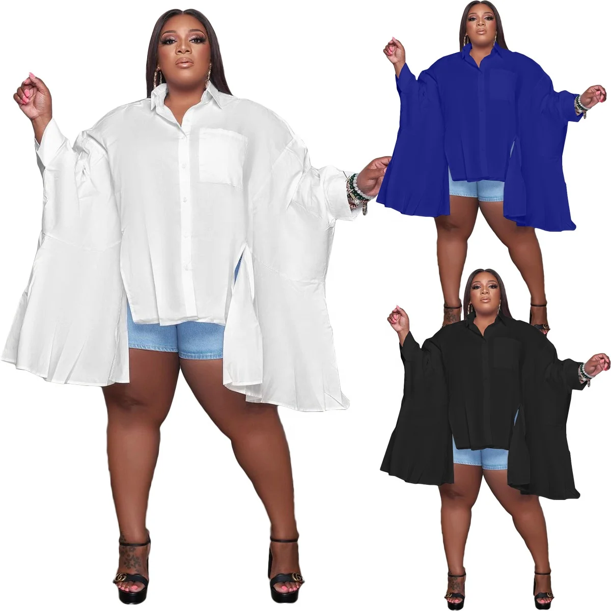 

High Quality Irregular Women's Top Loose Pullover Plus Size Trendy Women Clothing
