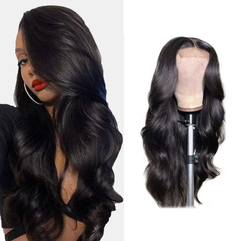 

Short or Long length optional 13*4 body wave wigs 100% virgin human hair Lace front wig, Black