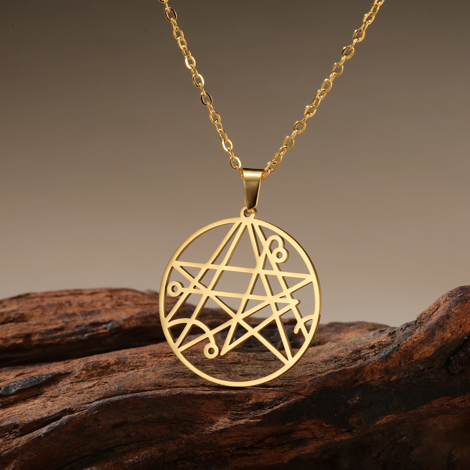 Myshape Necronomicon Necklace Book of Dead Pendant Sigil of the Gateway Stainless Steel Talisman Jewelry