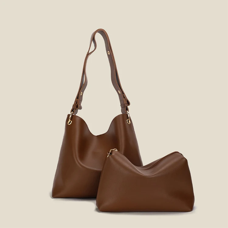 

EG525 New arrival simple casual large capacity one-shoulder pu leather ladies handbags women set purses