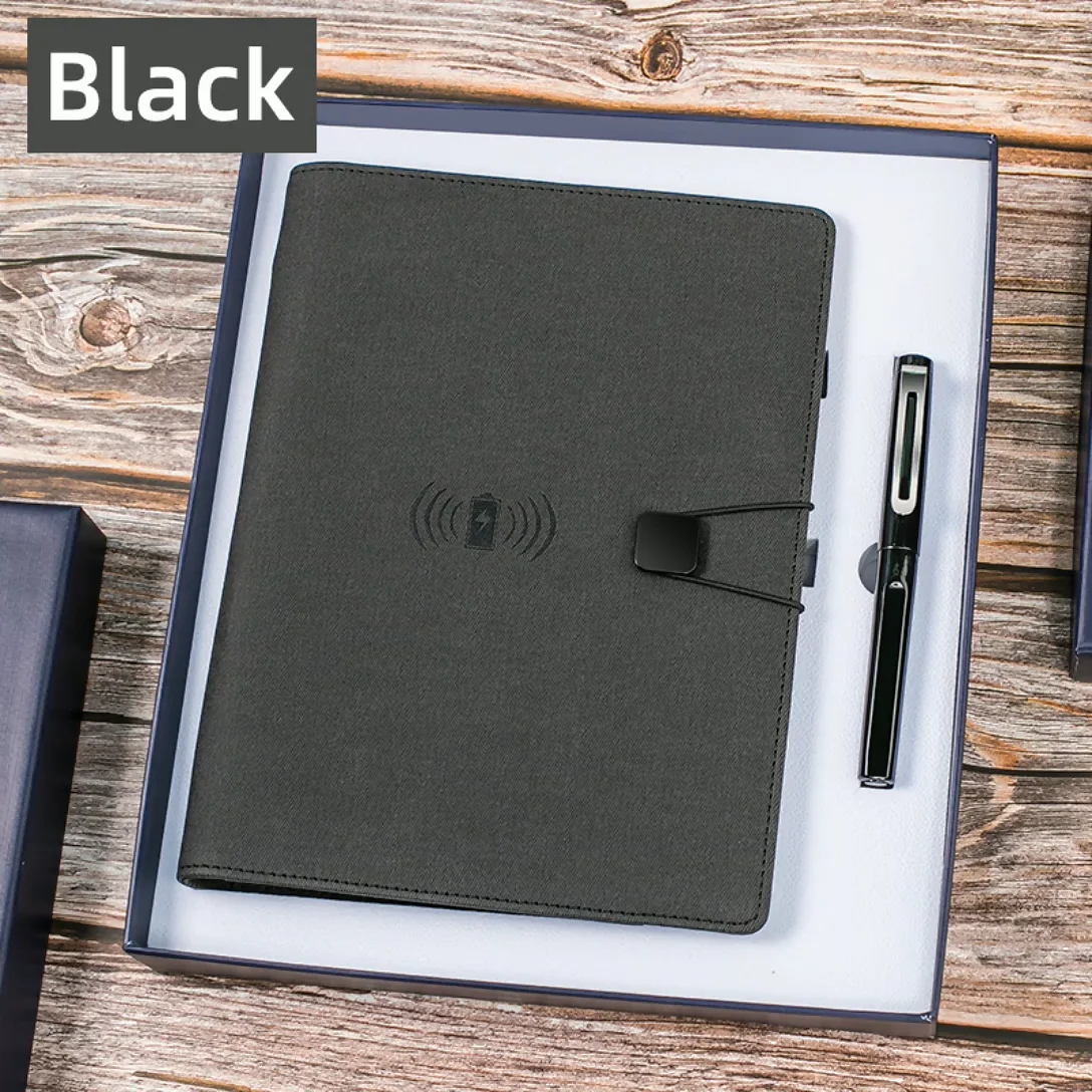 Corporate Gifts With Logo Agenda Electronic Diary 2023 Smart Wireless Charger Leather Notebook
