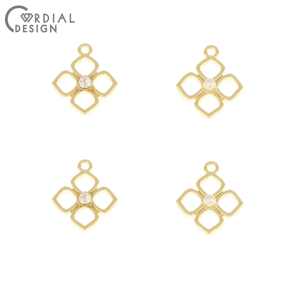 

Jewelry Accessories Cordial Design 100Pcs 16*19MM Jewelry Accessories Rhinestone Pendants Rhombus Shape Imitation Pearl Jewelry