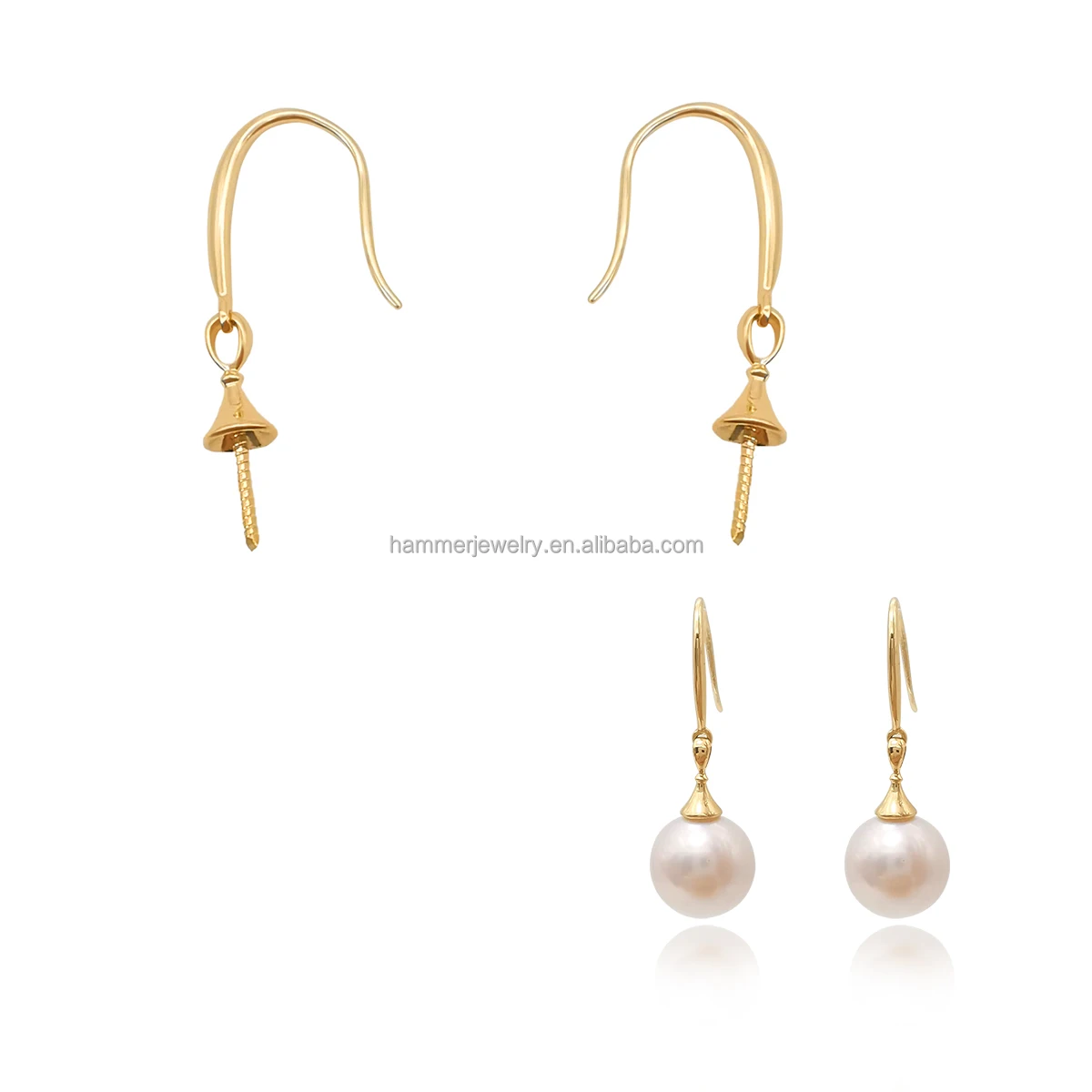 

Wholesale 14k 18k Solid Gold Pearl Mounting settings DIY Jewelry Accessories Earring Jewelry Findings