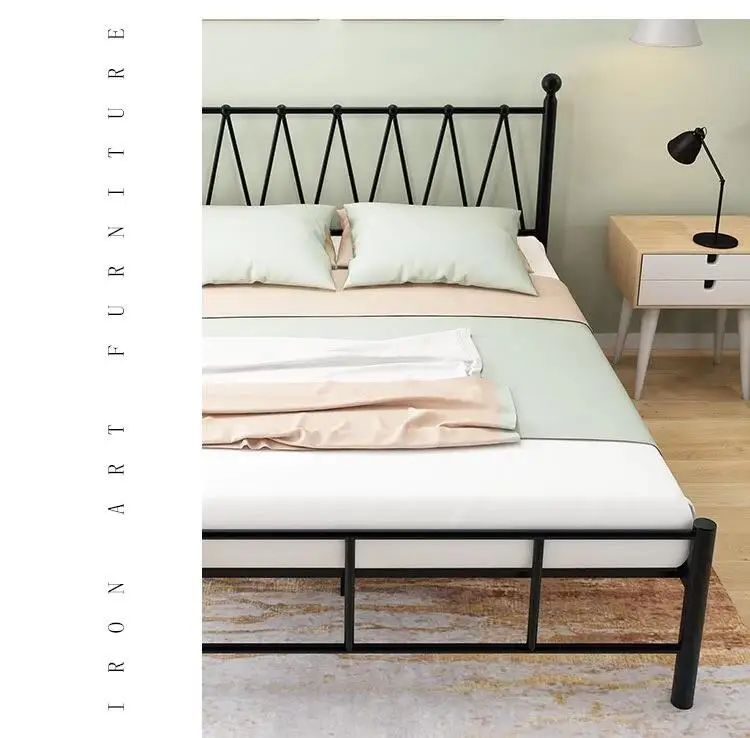 Home furniture Portable Folding high Cheap Price Iron Metal Single or double Iron Bed