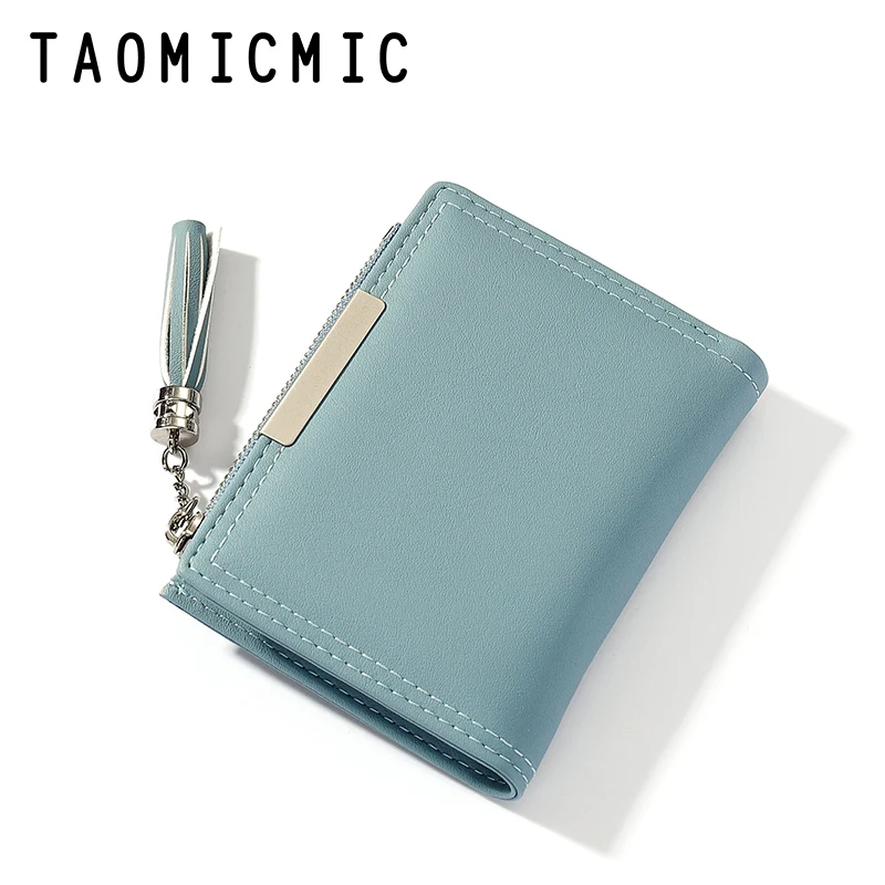 

TAOMICMIC cheap price hight quality pu leather women wallet ladies card holding purse, Black, pink, blue, green,red,yellow