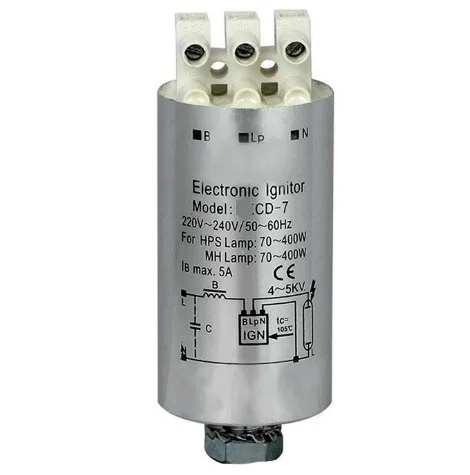 
Plusrite cd-7 electronic ignitor working for metal halide lamp and sodium lamp capacitor 