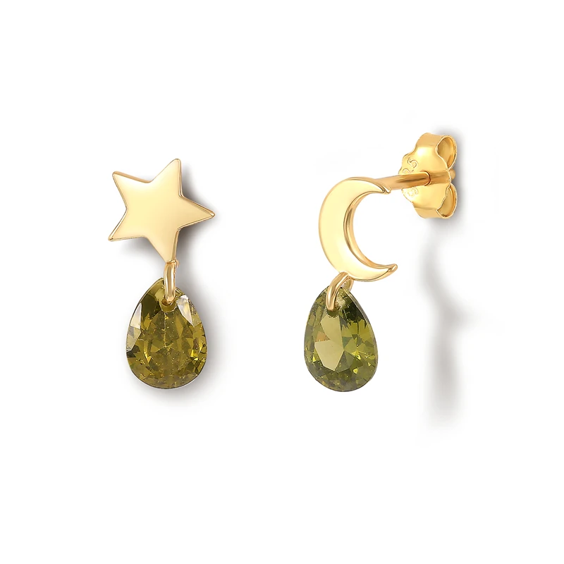 

ROXI 925 silver earring 18k gold plated green gem crystal earrings