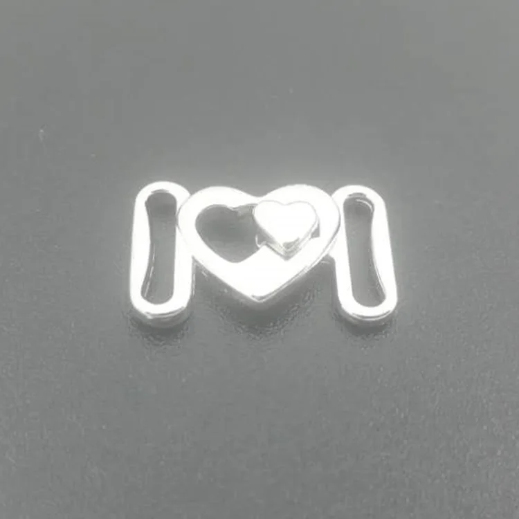 

Best Selling Eco friendly Quality Alloy Metal Heart Bikini Accessory Tape Closure Hook & Clasp Fasteners 9mm, Same as picture