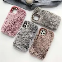 

Lady Phone Case For iPhone 11 11 Pro 11 Pro Max XS XR X 8 Warm Hair Fluffy Diamond Back Plush Cover For Samsung Note10 S10
