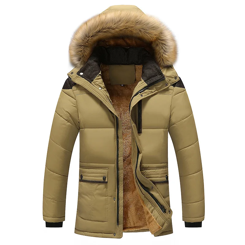 

M-7XL Plus Size Fur Collar Hooded Men Winter Jacket Fashion Warm Wool Liner Man Jacket Coat Windproof Male Parkas casaco 2024