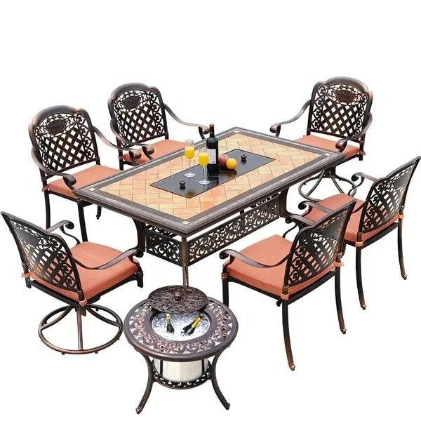 
Charcoal bbq grill table with chair set  (62317500166)