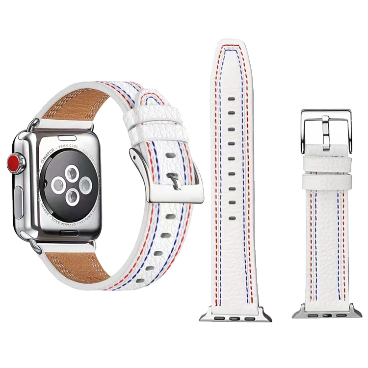 

New Release Watch Band Brand Leather Watch Band For Apple Watch SE/6/5/4/3 Fashion Wristband, White black