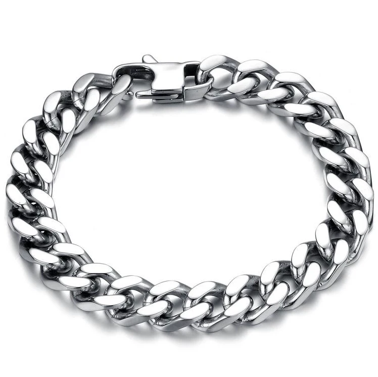 

Cross-border supply Jewelry wholesale men's 316L titanium steel Cuban chain bracelet Fashion stainless steel jewelry thick chain