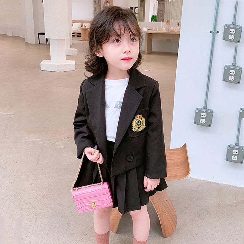 

Wholesale products Black pleated skirt suit girls kids clothing sets Wholesale products