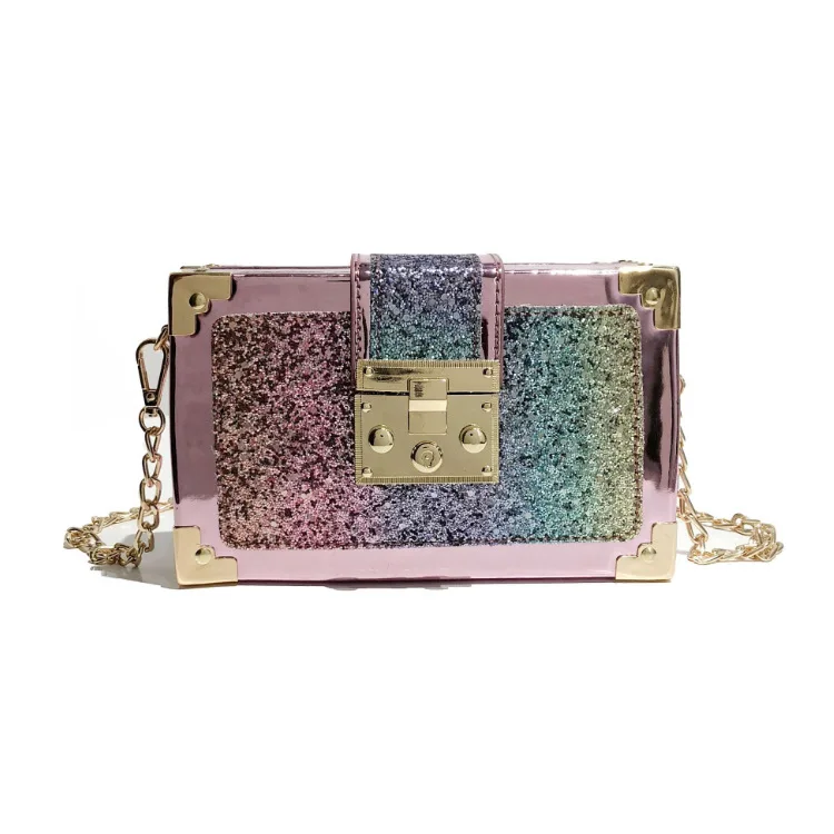 

Gradient Color Sequins Luxury Chain Purse Acrylic Clutch Bag Box Small Handbags Women, Customized color
