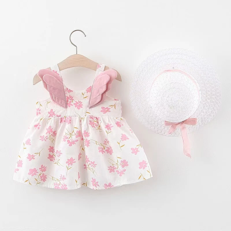 

2021 new girls sleeveless dress cute little wings dress baby girls dress