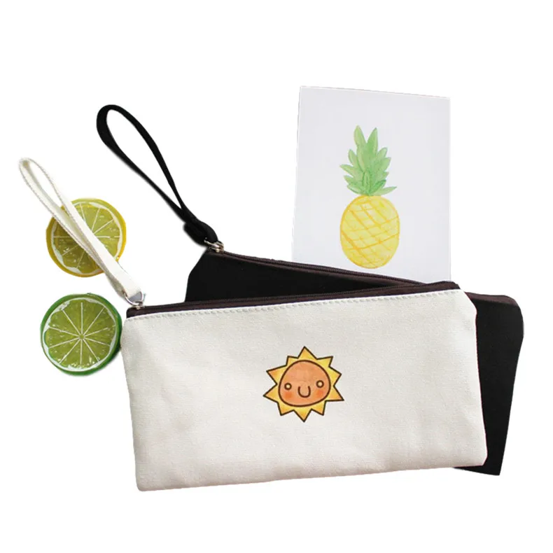 

100% organic with canvas handle makeup promotional cotton zipper bag
