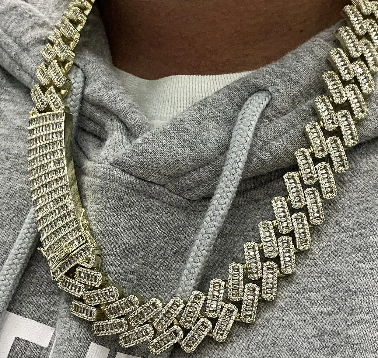 

2021 high quality factory customize wholesale hip hop men jewelry iced out bling double row cz cuban link chain