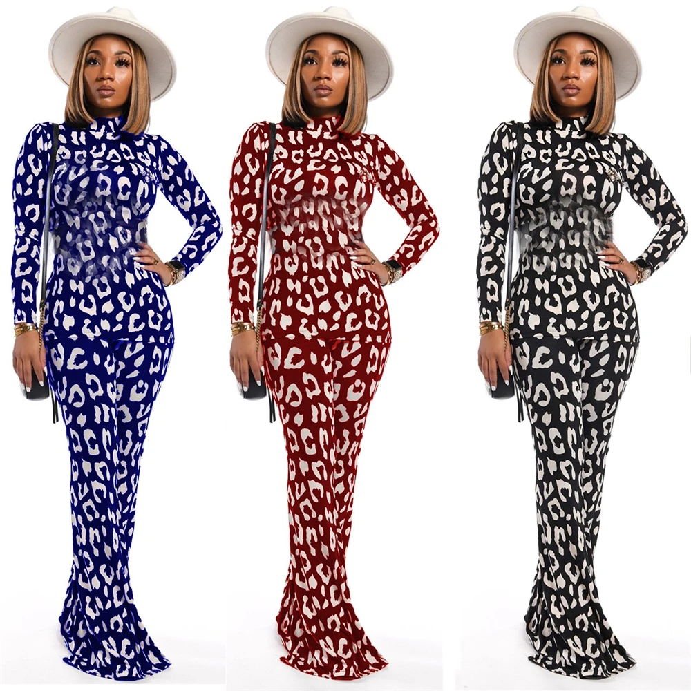 

XT8822 spot Amazon WISH autumn European and American women's clothing tie-dye loose outfit multi-color two-piece set