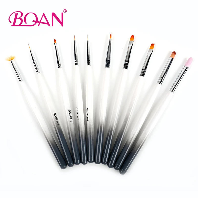 

10PCS Set nail polish Brush Manicure tool Black White Wood Handle Nail Brush