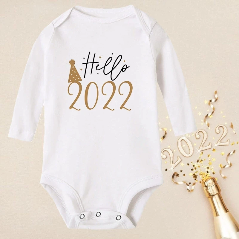 

Hello 2022 Newborn Baby Rompers Long Sleeve Infant Jumpsuit It's My First New Year Baby Boys Girls New Year Ropa Clothes