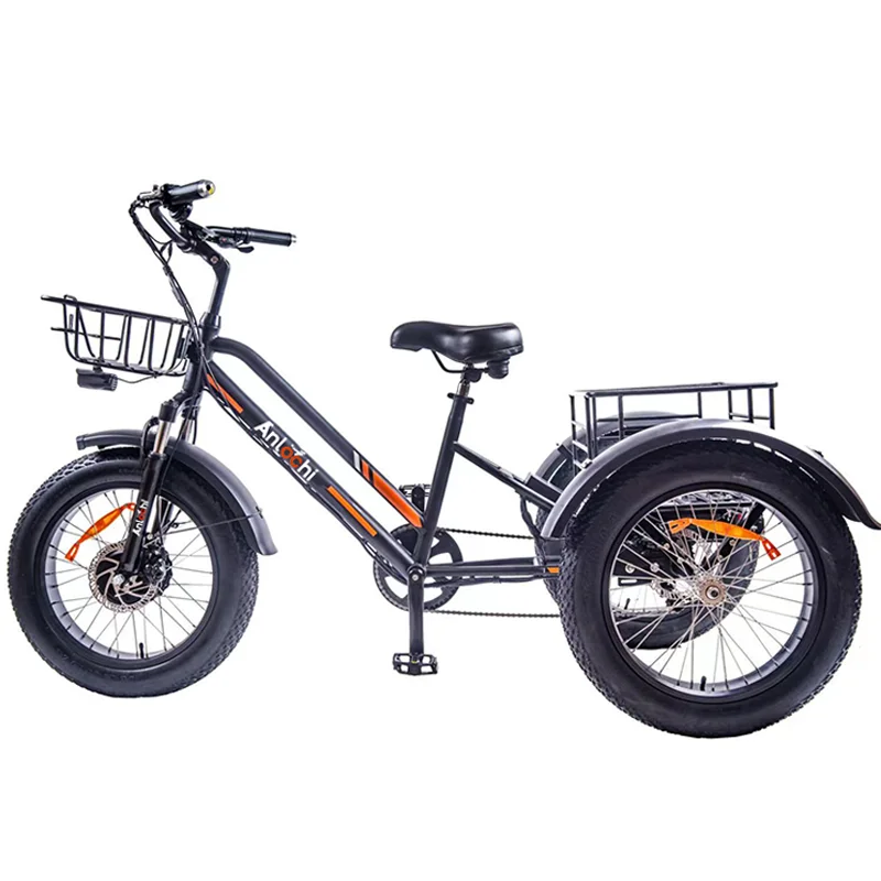 

ANLOCHI fast speed electric cargo bike 3 wheel trike 48V500W steel frame 20*4.0 inch fat tire for adult