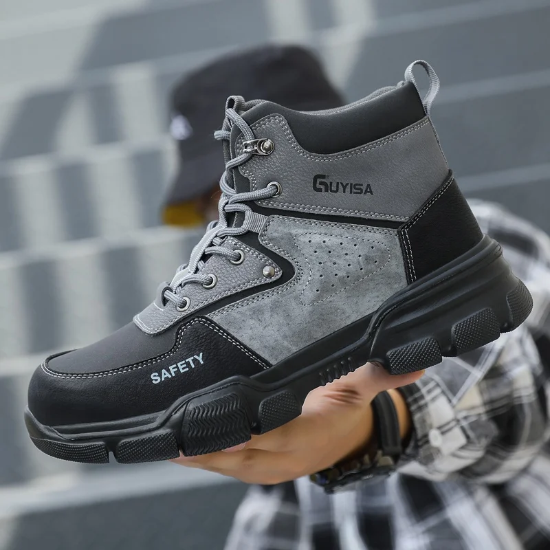 

GUYISA brand new waterproof microfiber work boots men's and women's same style men's steel toe safety boots
