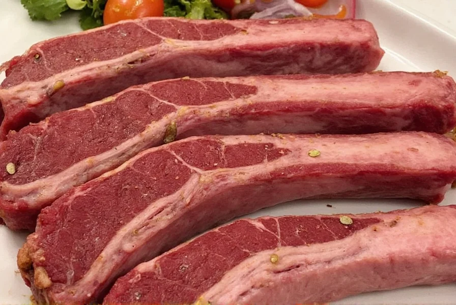 Rack of ribs with various spice jars nearby