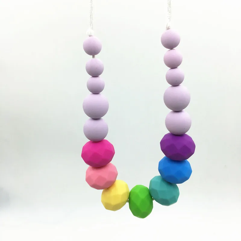 

Hot Sale Food Grade Silicone Baby Teething Teether Necklace Custom, Choose colors