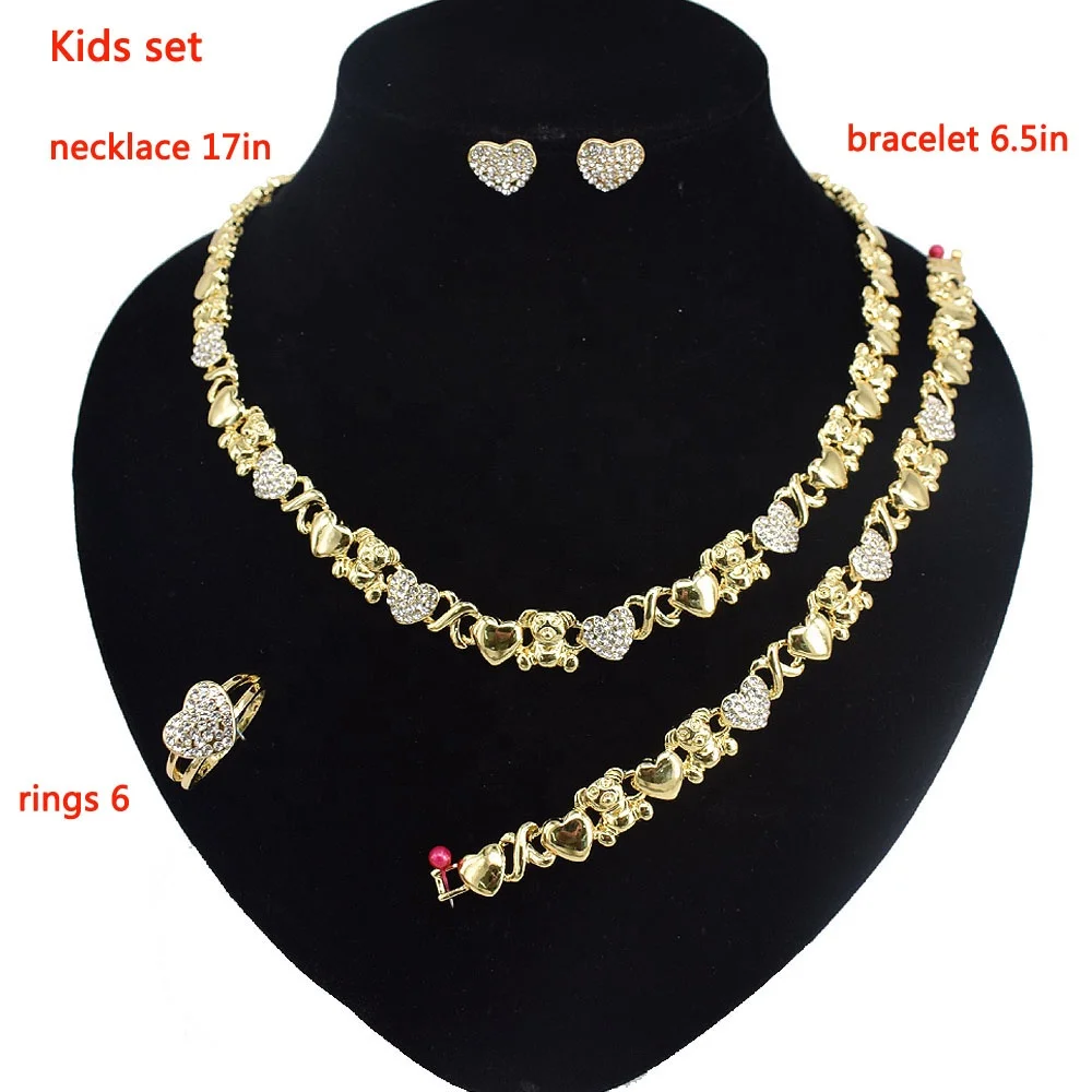 

T0238 High quality 18K gold-plated X teddy bear kids jewelry set