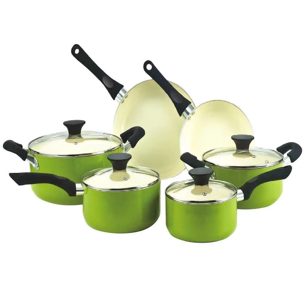 

New Ceramic Non Stick Coating Induction Aluminum Cooking pots and pans Cookware Set, Optional