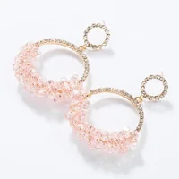 

Crystal Rhinestone Drop Earrings for Women Multilayer Alloy Circle Dangle Jewelry