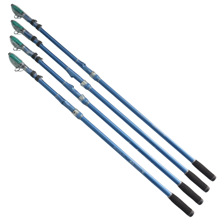 

Weihai factory price 3.6m-4.5m 4 section Long shot Telescopic carbon surf Fishing Rod, Blue