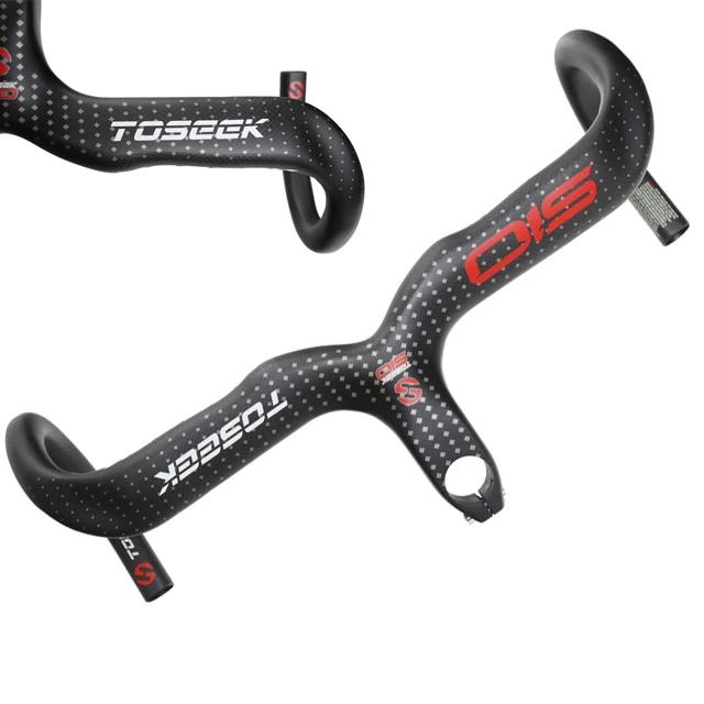 

Toseek bicycle Integrated handlebar 31.8 short stem handlebar 400 420 440 carbon fiber drop bars matt road bike racing handlebar, Customized